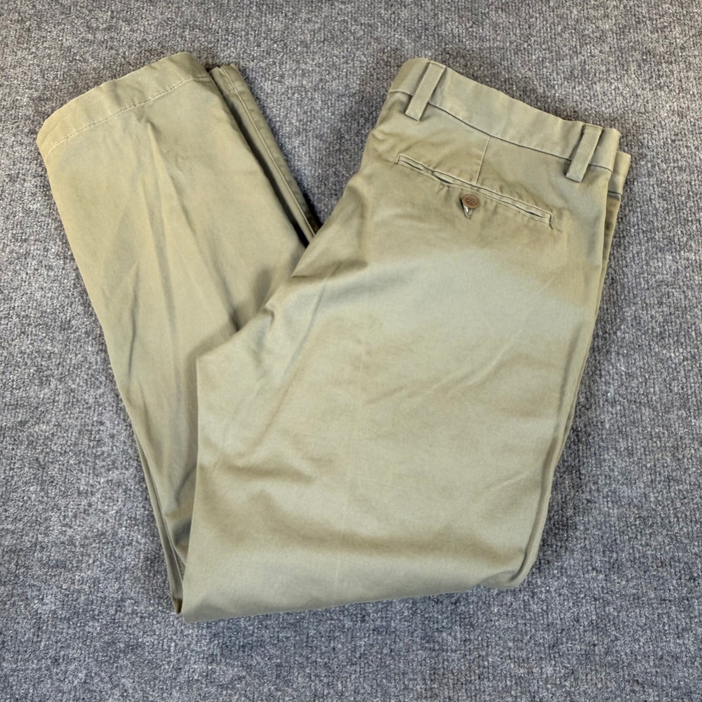 Gap Khakis Mens 34x30 Olive Green Straight Stretch Chino Pants Flat Front #4063